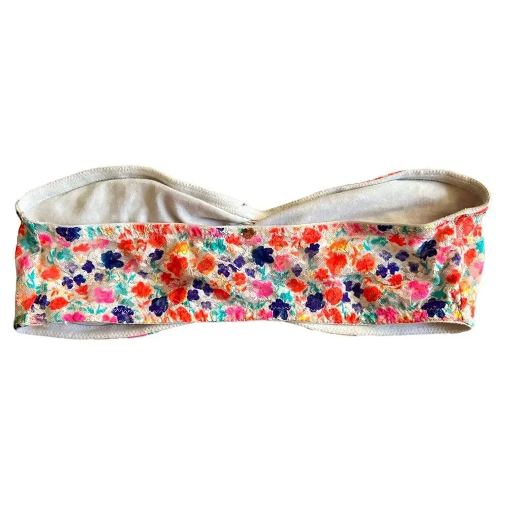 Victoria's Secret Pink Floral Lace Bandeau Bra, L